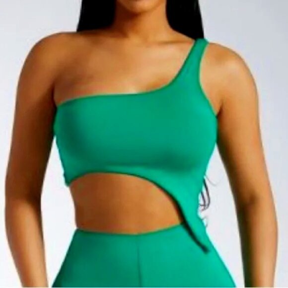 naked wardrobe Tops - NWT NAKED WARDROBE Smooth Side One Shoulder Emerald Green Crop Top Multi-Sizes